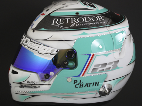 Casque Paul-Loup Chatin 2016 Mise en forme et peinture réalisées dans les ateliers B-Design. Etude du design réalisée par Eric Amato