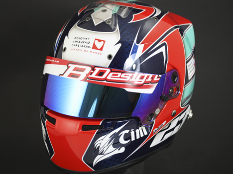 Casque Timothé Buret 2016 Mise en forme et peinture réalisées dans les ateliers B-Design. Etude du design réalisée par Eric Amato