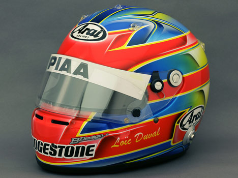 Casque Loic Duval Casque Arai GP-5 de Loic Duval réalisé pour le championnat de Fourmule Nippon.
